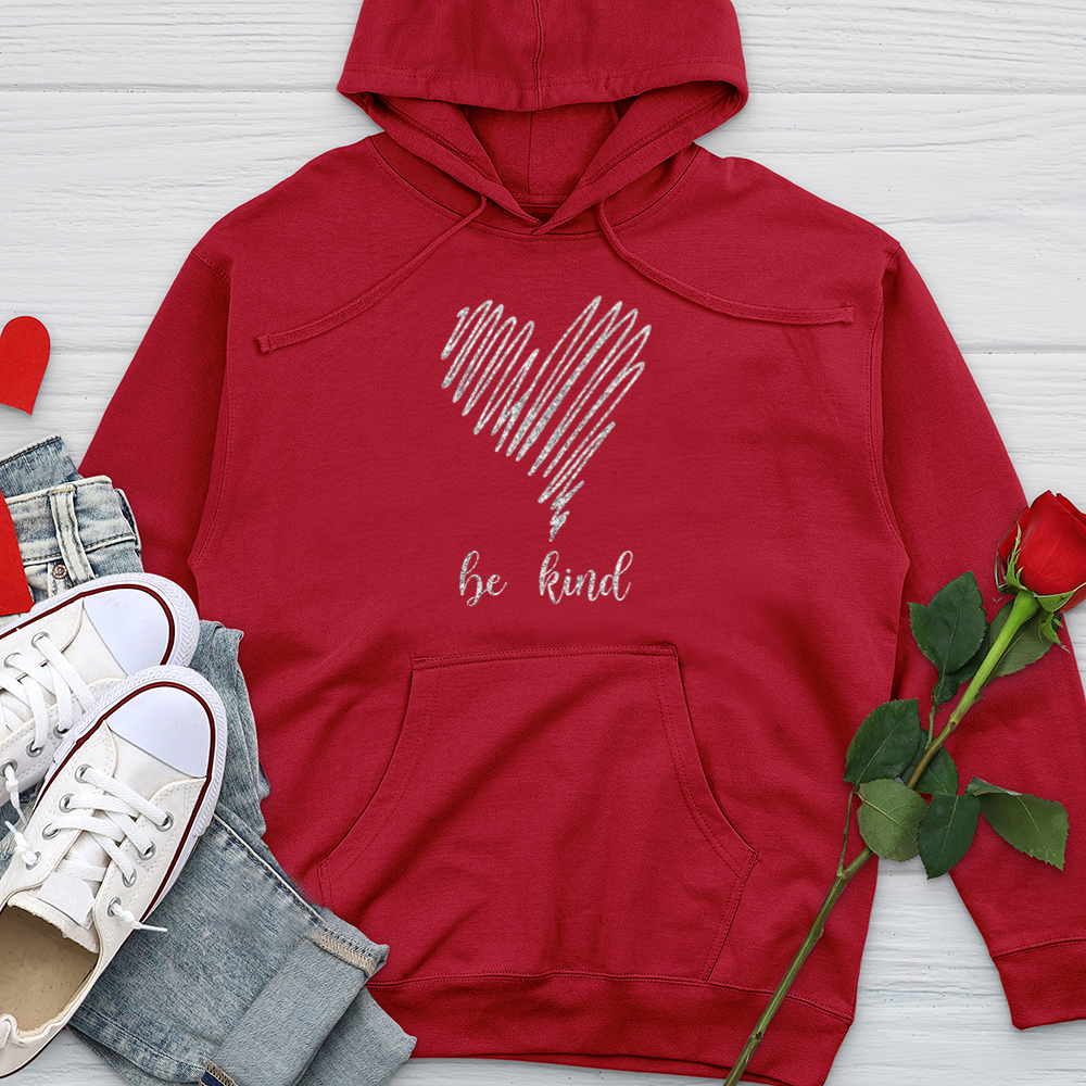 Be Kind Silver Heart Midweight Hooded Sweatshirt