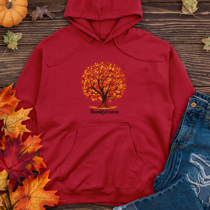 Retro Leaf Silhouette Tree Midweight Hooded Sweatshirt