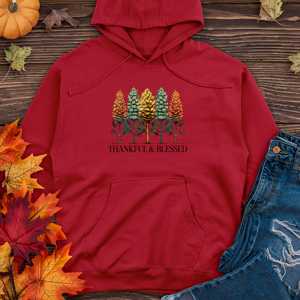 Vintage Nature Trio Pine Trees Midweight Hooded Sweatshirt