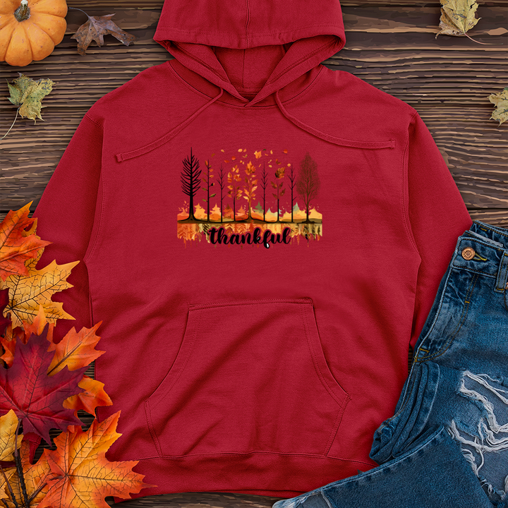 Watercolor Autumn Scene Icons Midweight Hooded Sweatshirt