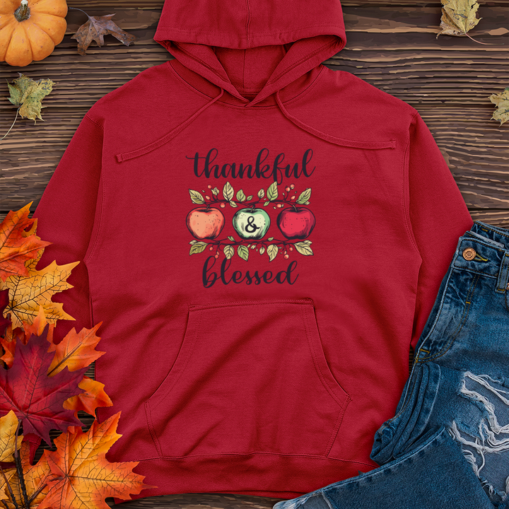 Retro Cozy Floral Trio Apples Midweight Hooded Sweatshirt