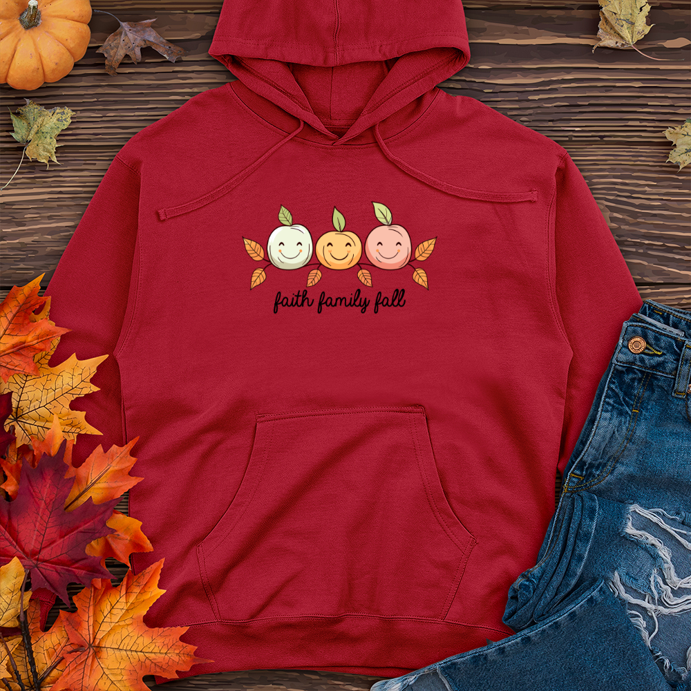 Pastel Leaf Pumpkin Trio Midweight Hooded Sweatshirt