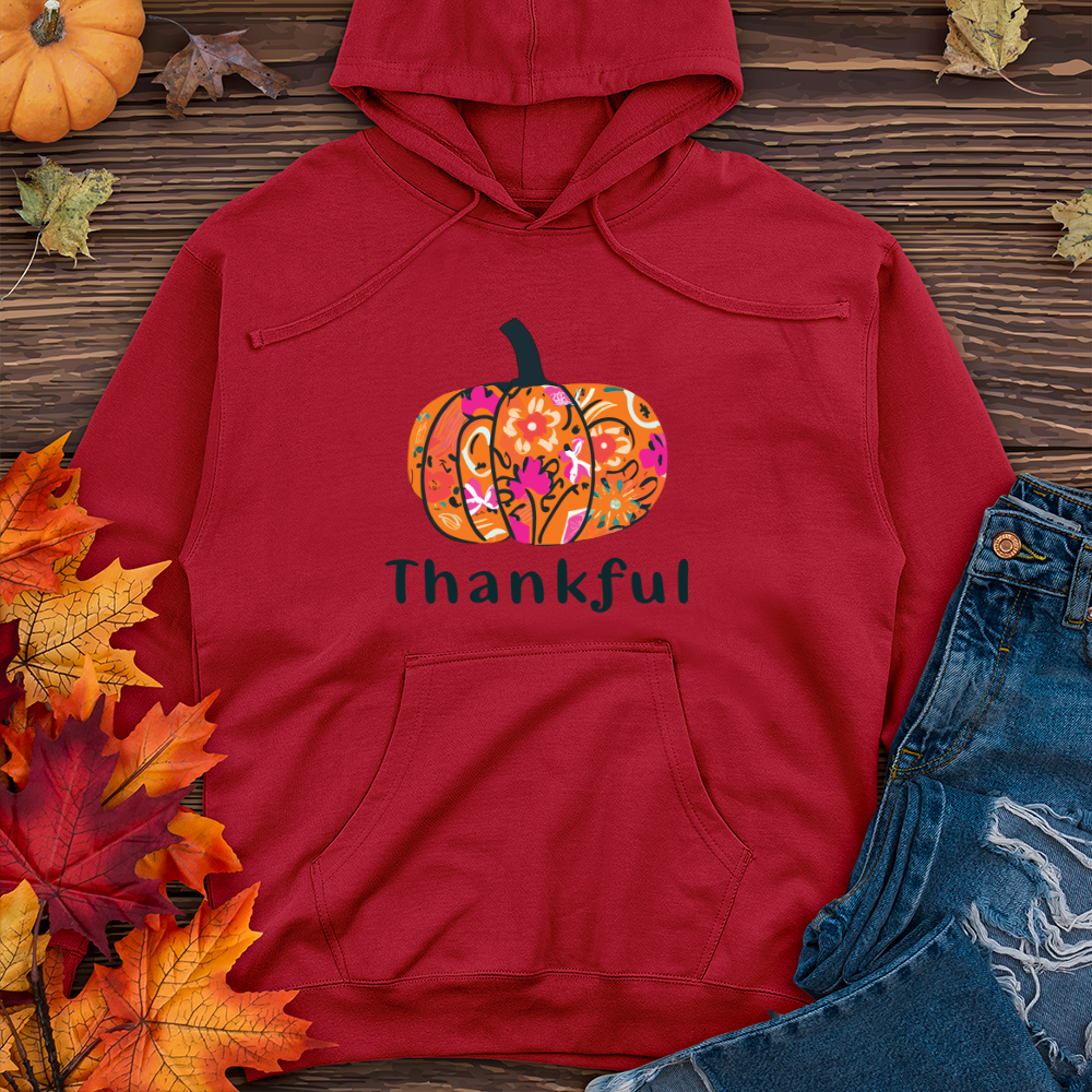 Thankful Pumpkin 02 Midweight Hooded Sweatshirt