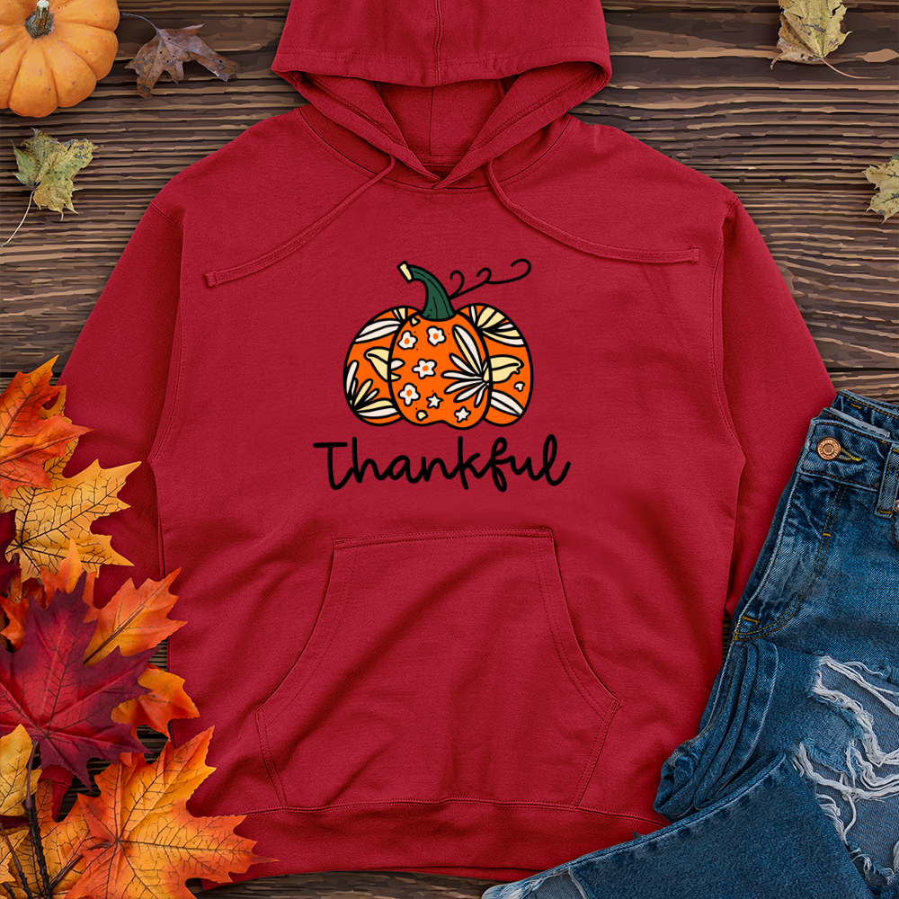 Thankful Pumpkin 01 Midweight Hooded Sweatshirt