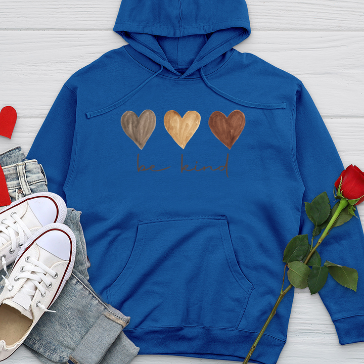 Be Kind Watercolor Hearts Midweight Hooded Sweatshirt