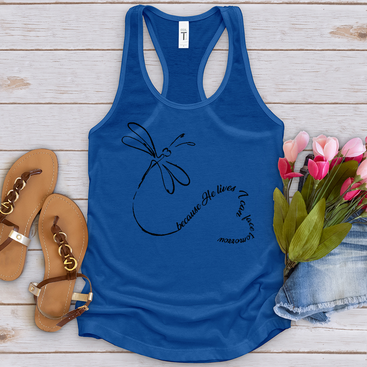 Because He Lives Dragonfly Heart Tank Top