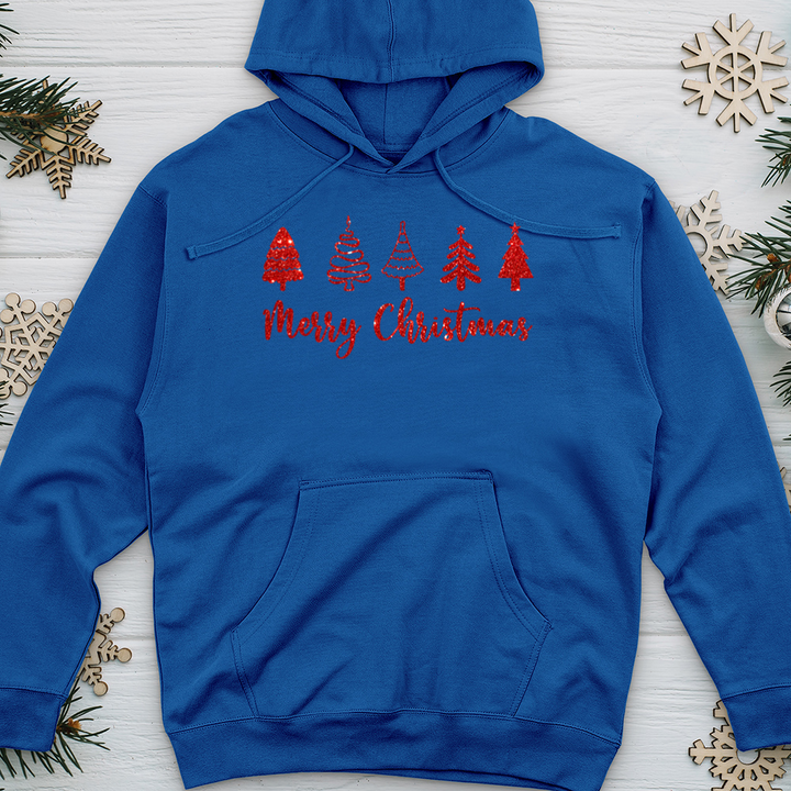 Red Merry Christmas Scene Midweight Hooded Sweatshirt