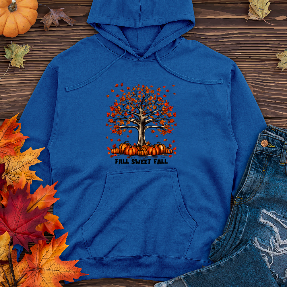 Vintage Plaid Pumpkin Tree Midweight Hooded Sweatshirt