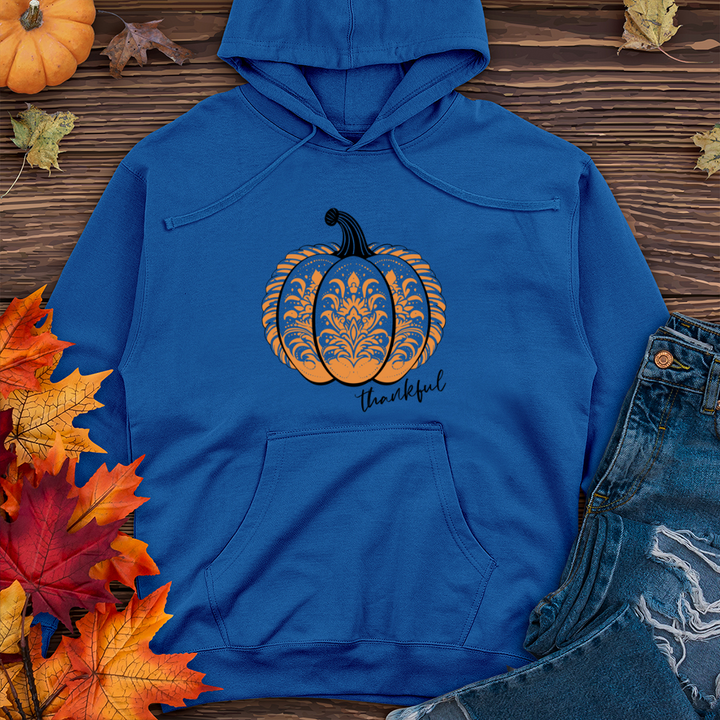 Vintage Retro Art Pumpkin Midweight Hooded Sweatshirt