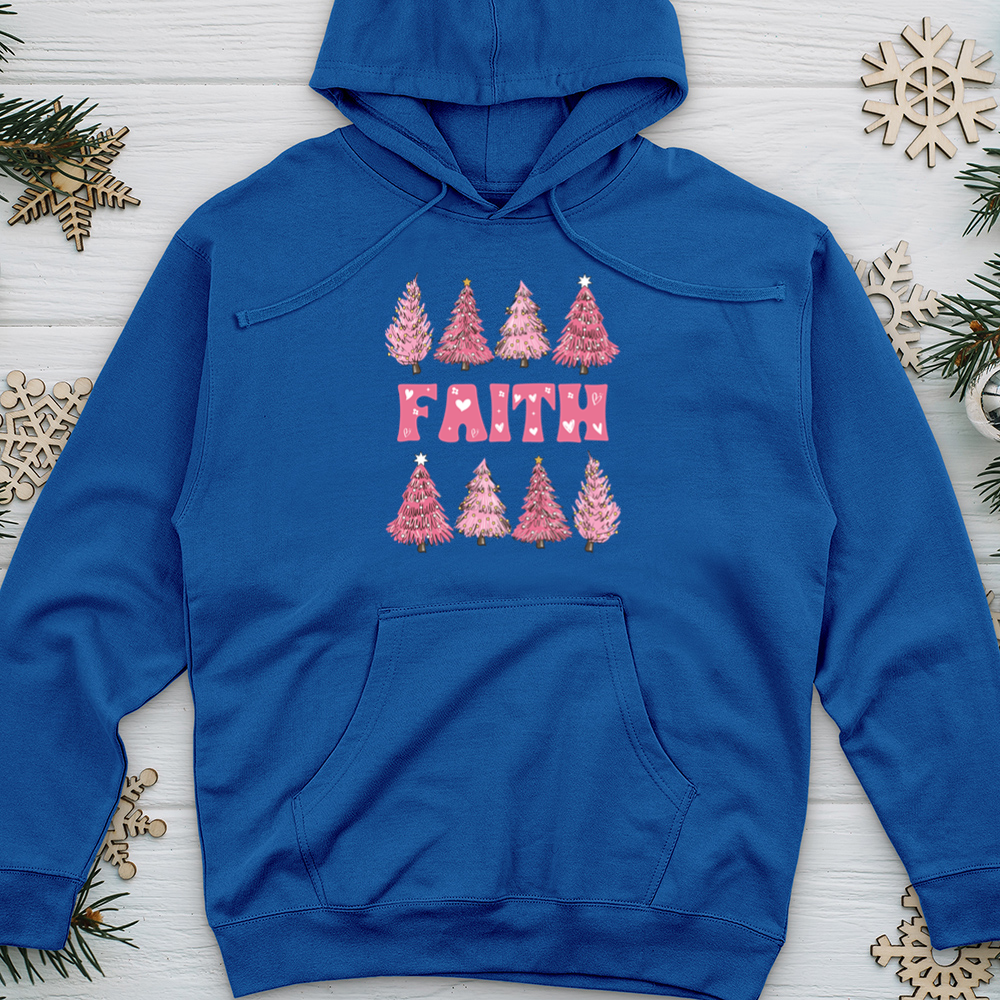 Pink Christmas Tree Midweight Hooded Sweatshirt