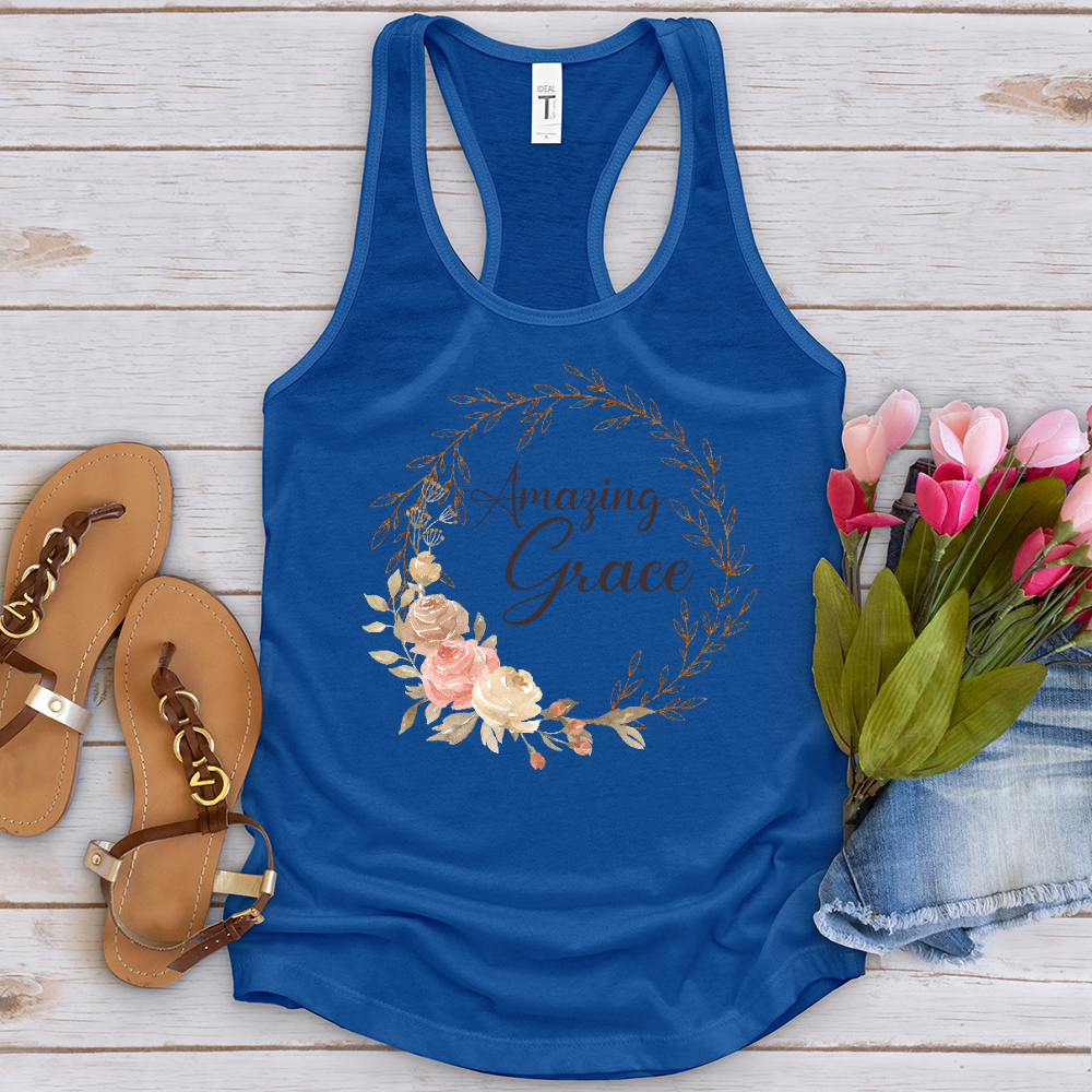 Amazing Grace Floral Wreath Tank Top