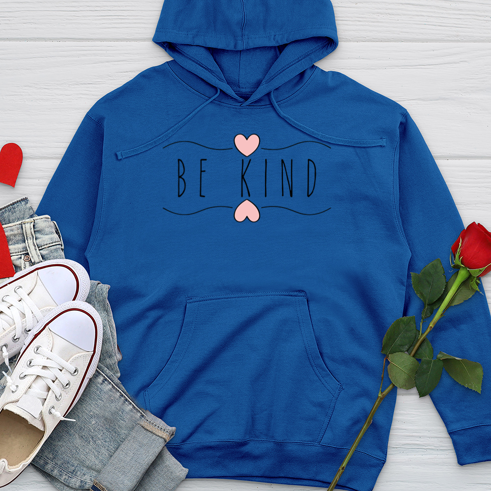 Be Kind Wavy Hearts 01 Midweight Hooded Sweatshirt