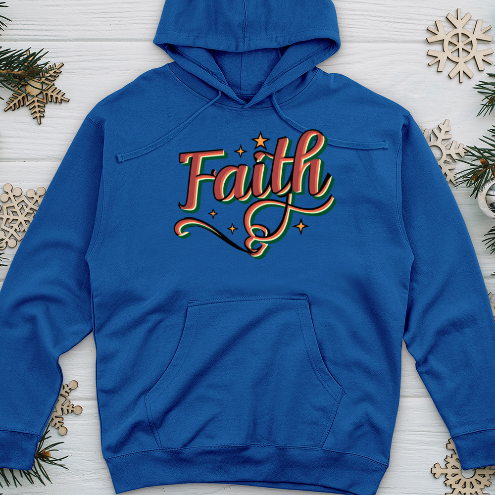 Retro Faith Christmas Midweight Hooded Sweatshirt