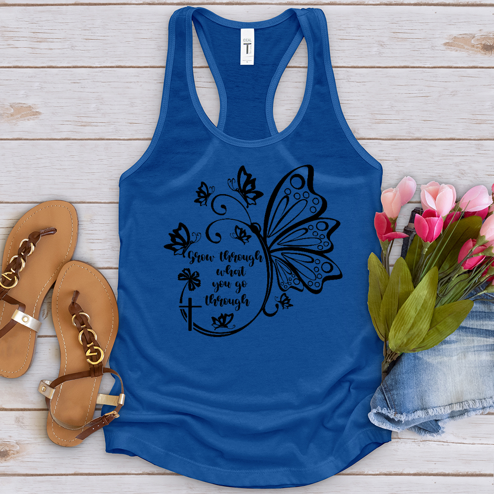 Grow Through What You Go Through Black Tank Top