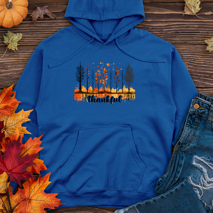 Watercolor Autumn Scene Icons Midweight Hooded Sweatshirt