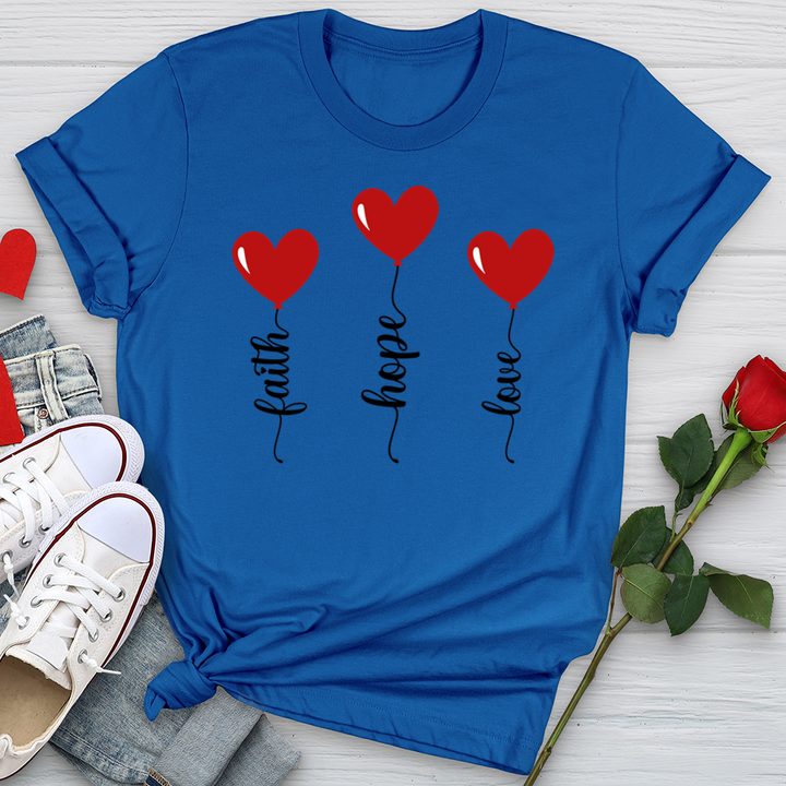 Faith Hope Love Heart Balloons Softstyle Tee