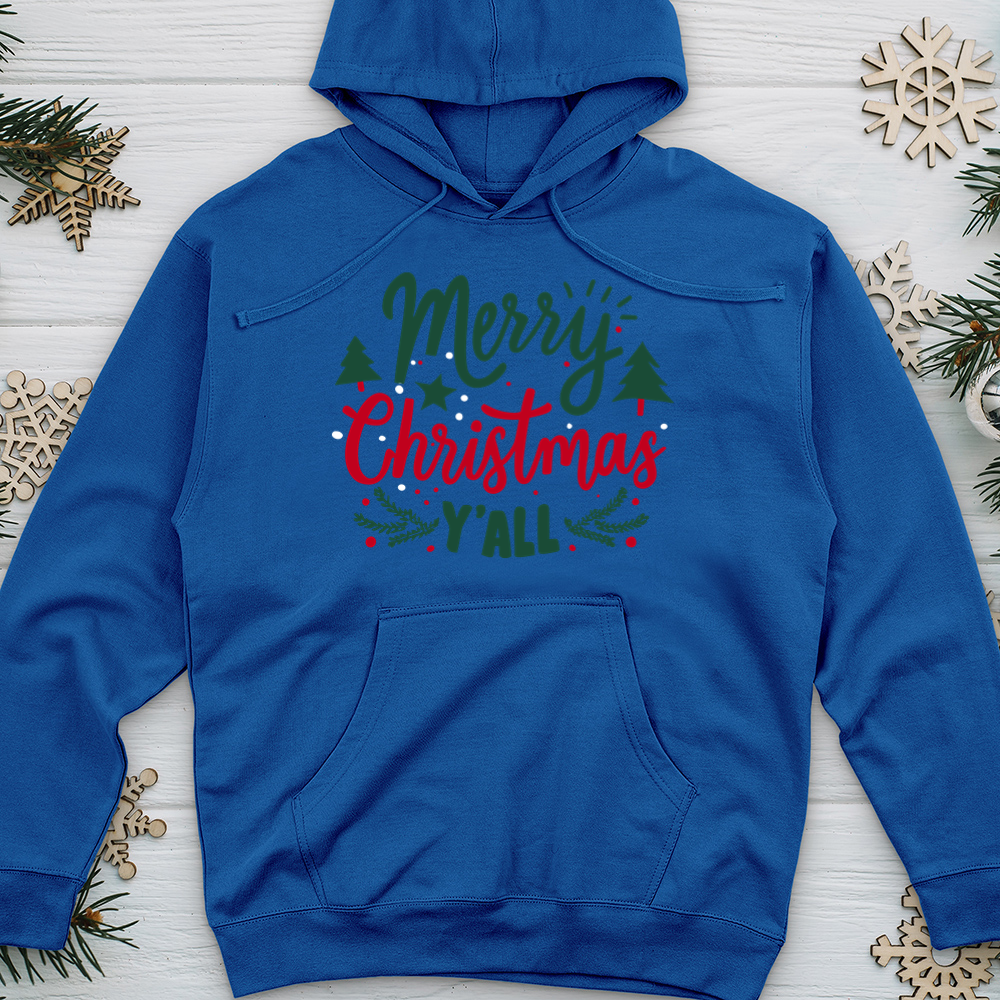 Merry Blessed Christmas Colors Midweight Hooded Sweatshirt