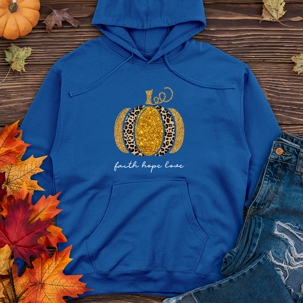 Faith Hope Love Leopard Pumpkin Midweight Hoodie