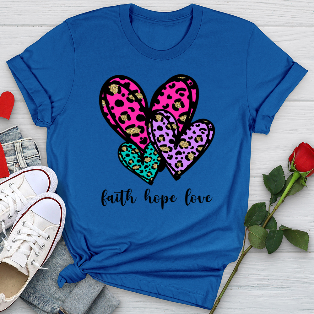 Faith hope love coloful leopard Softstyle Tee