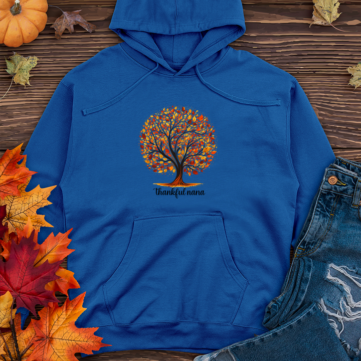 Retro Leaf Silhouette Tree Midweight Hooded Sweatshirt