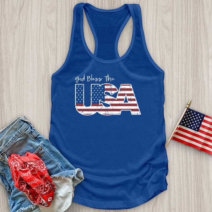 God Bless USA Faded Tank Top