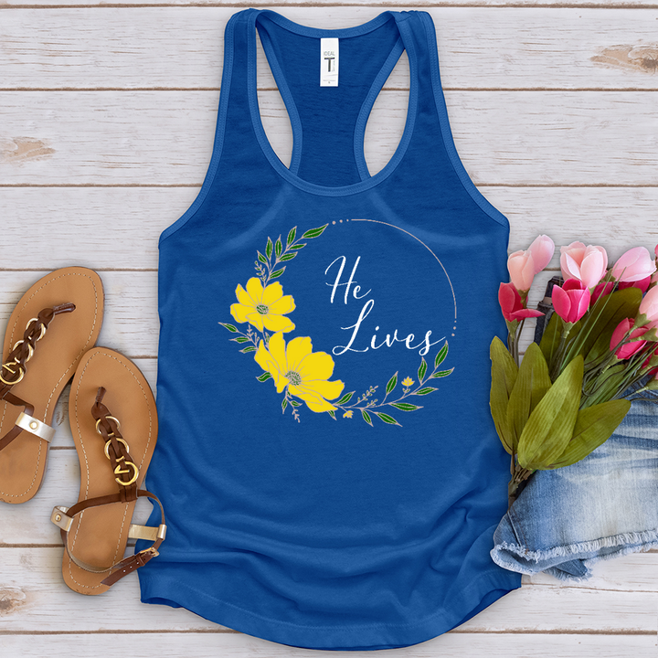 He Lives Flower Wreath Tank Top