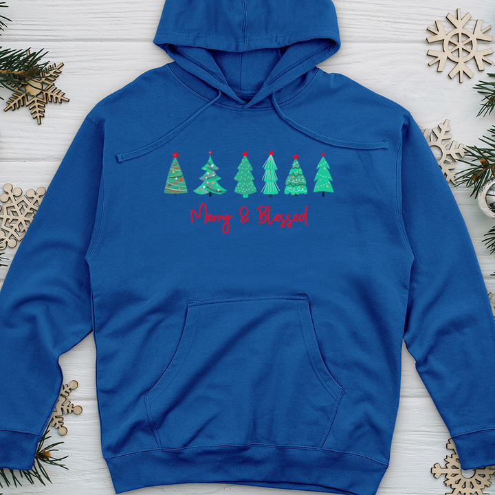 Merry & Blessed Turquoise Trees Midweight Hooded Sweatshirt