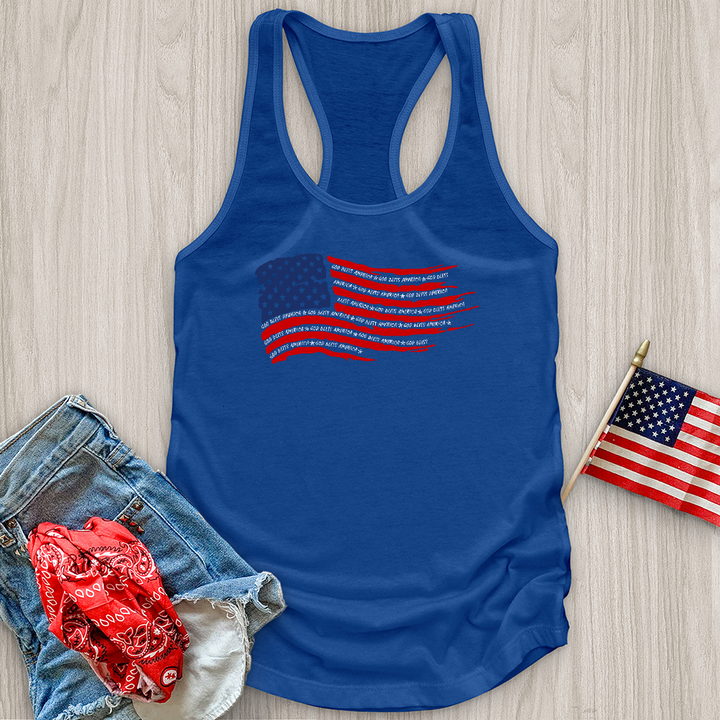 God Bless Word Flag Tank Top