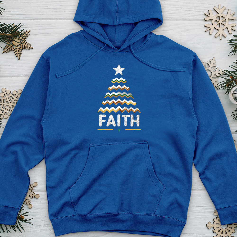 Faith Christmas Tree Midweight Hooded Sweatshirt