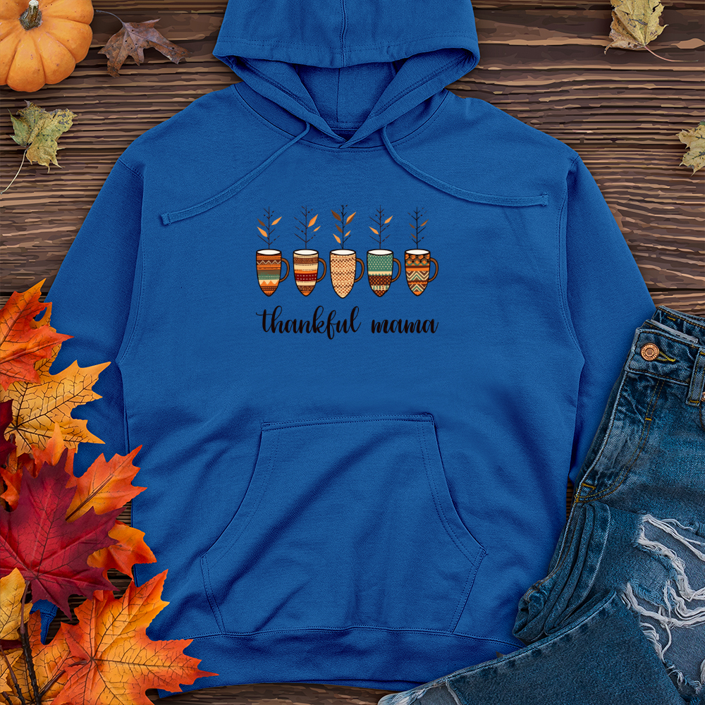 Retro Fall Mornings Argyle Trio Coffee Cups Midweight Hooded Sweatshirt