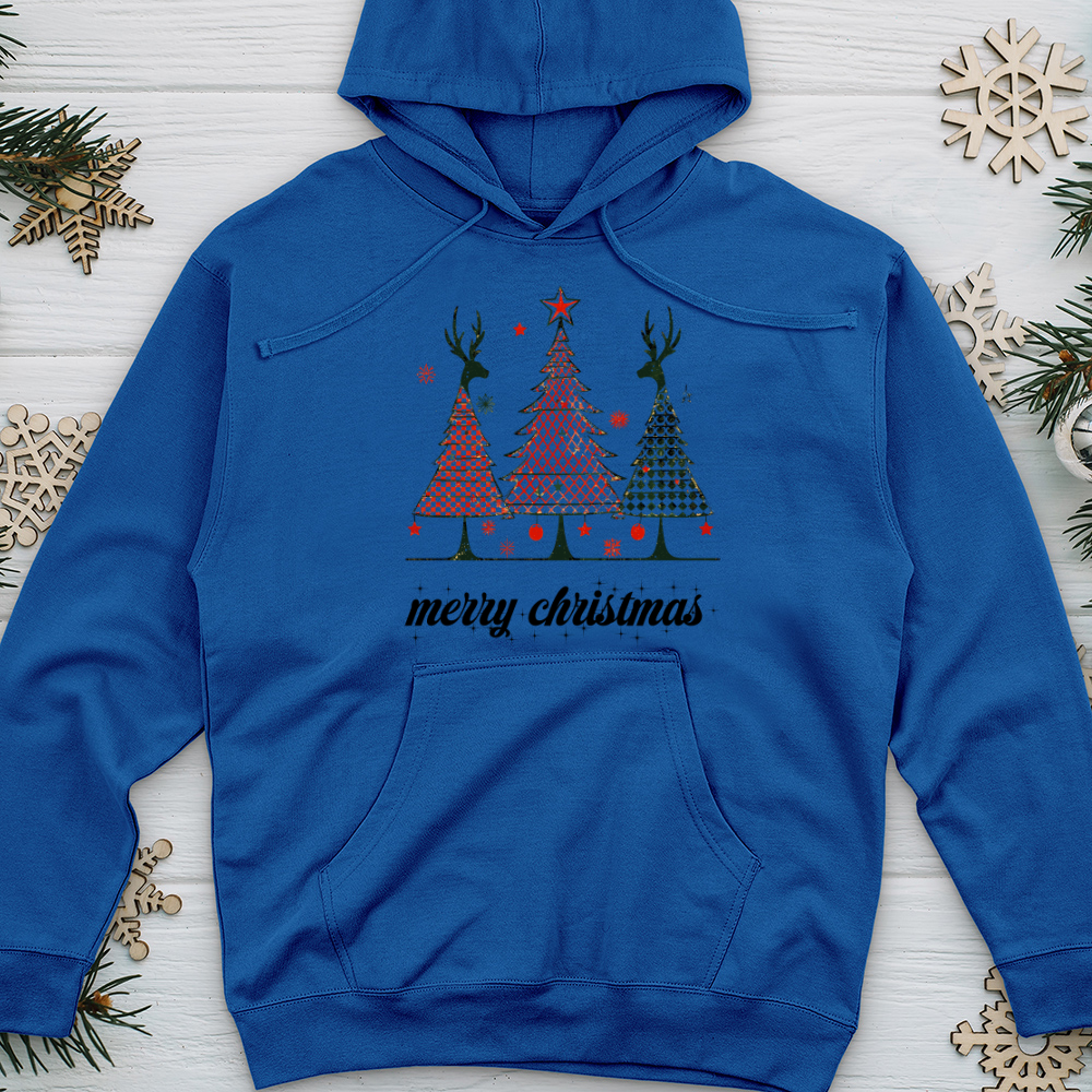 Merry Christmas Christmas Reindeer Midweight Hooded Sweatshirt