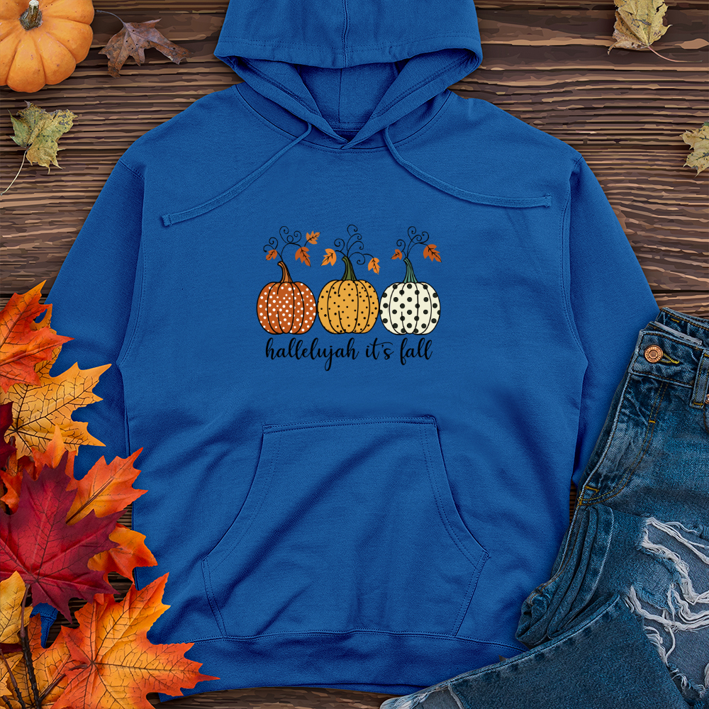 Retro Pumpkin Polka Dot Trio Midweight Hooded Sweatshirt