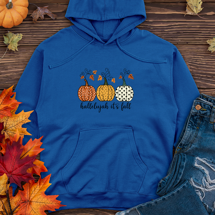 Retro Pumpkin Polka Dot Trio Midweight Hooded Sweatshirt