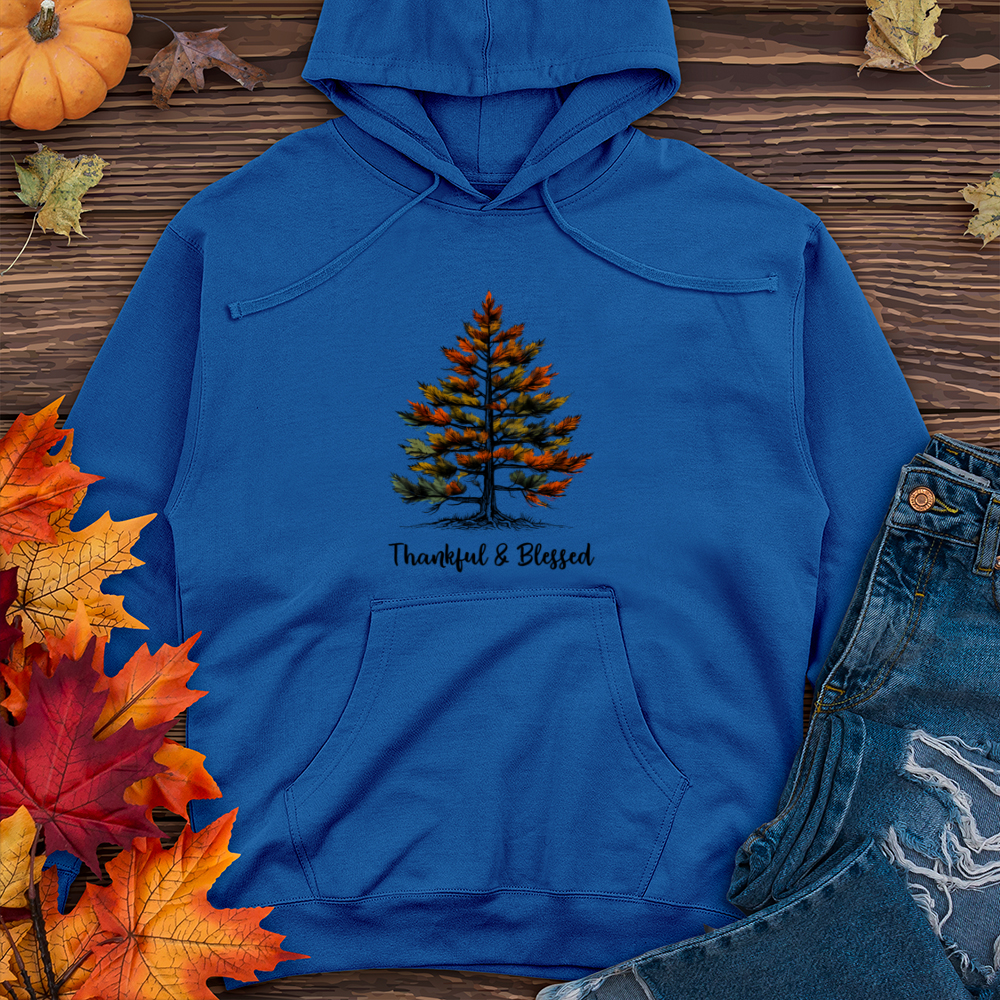 Retro Plaid Pine Tree Midweight Hooded Sweatshirt