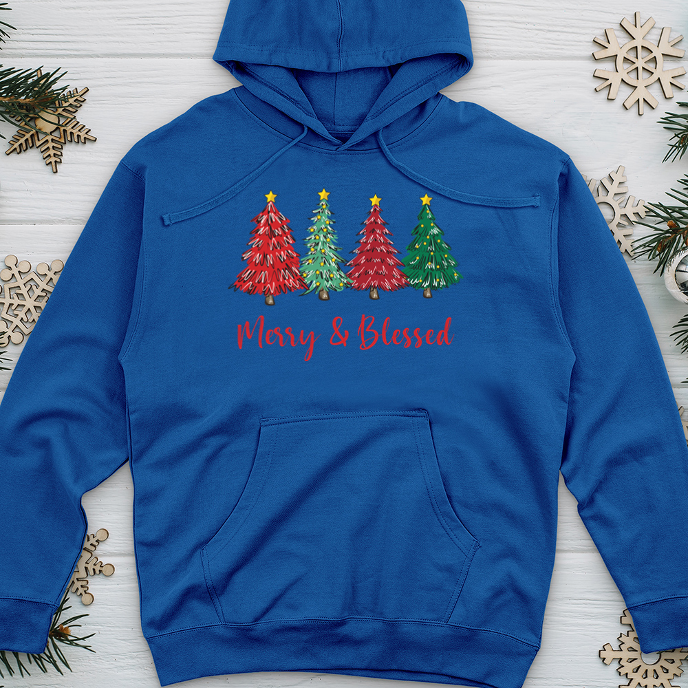 Merry Blessed Christmas Colors Midweight Hooded Sweatshirt