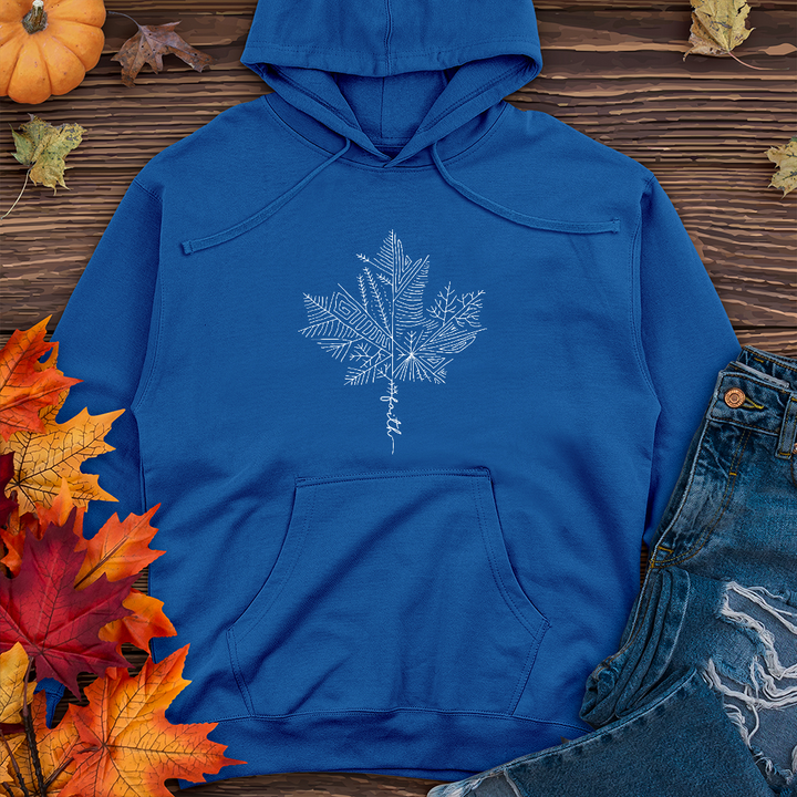 Thankful Maple Leaf Drawing Midweight Hoodie