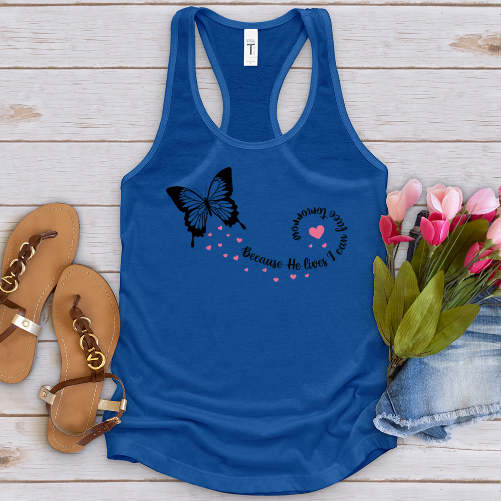 Because He Lives Butterfly Tank Top