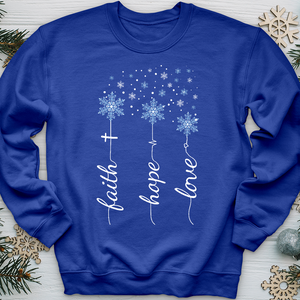 Faith Hope Love Snowflakes Crewneck