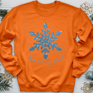 Joyful Merry Blessed Blue Snowflake Crewneck