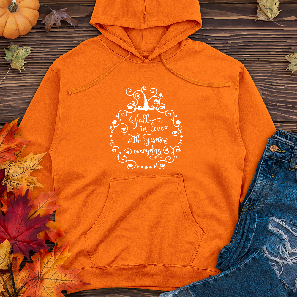 Fall in love with Jesus Midweight Hoodie