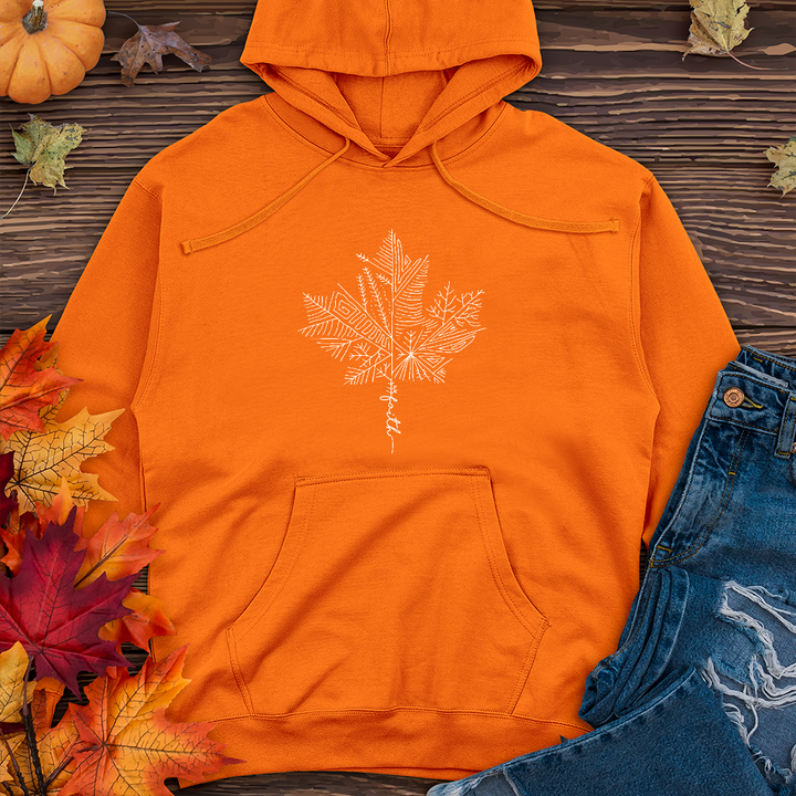 Thankful Maple Leaf Drawing Midweight Hoodie