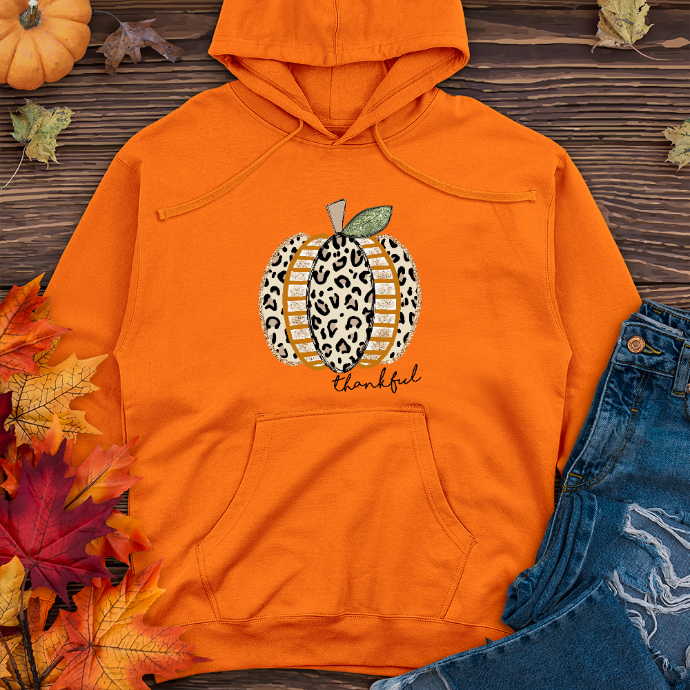 Thankful Leopard Spotted Pumpkin   Midweight Hoodie