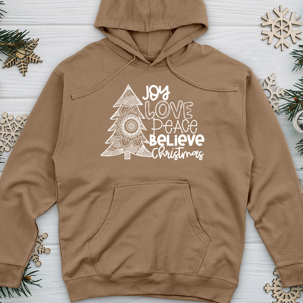 Joy Love Peace Midweight Hooded Sweatshirt