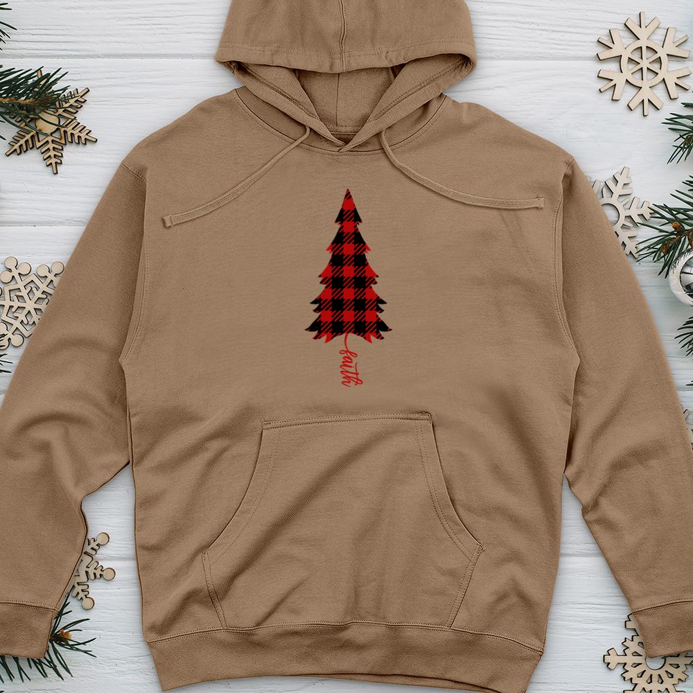 Faith Christmas Pattern Midweight Hooded Sweatshirt