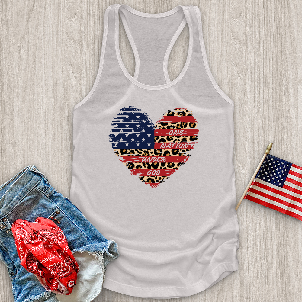 One Nation Leopard Heart Tank Top