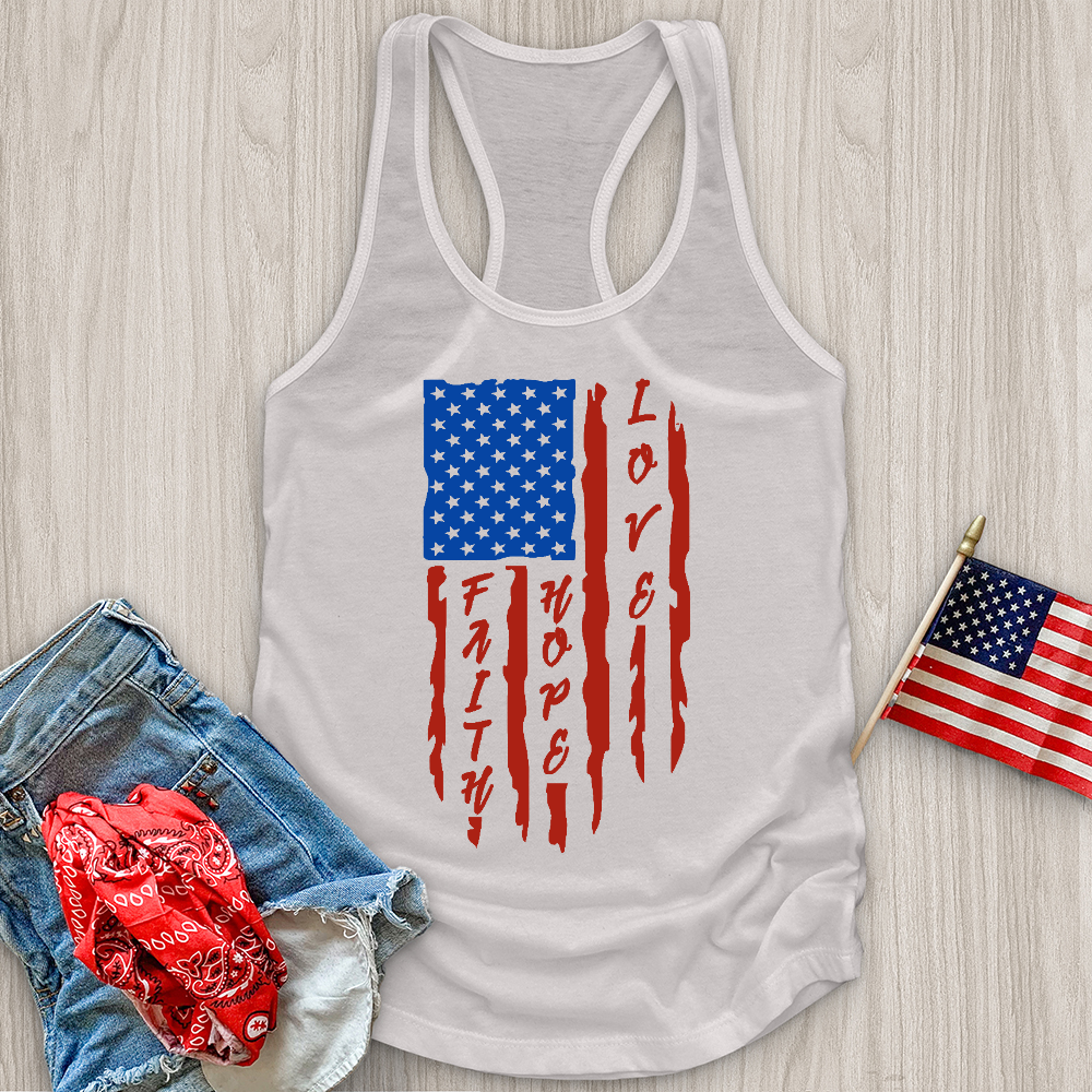 Faith Hope Love Flag Tank Top