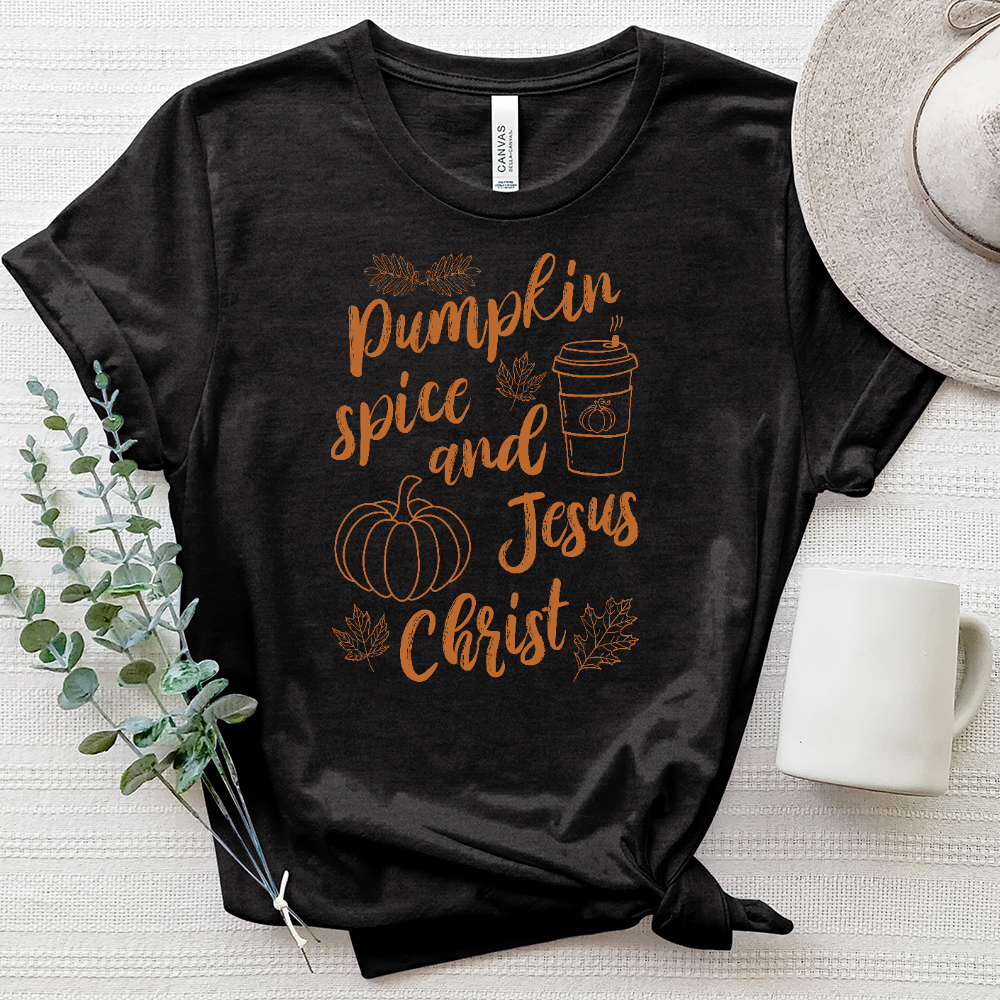 Pumpkin Spice and Jesus Christ Heathered Tee