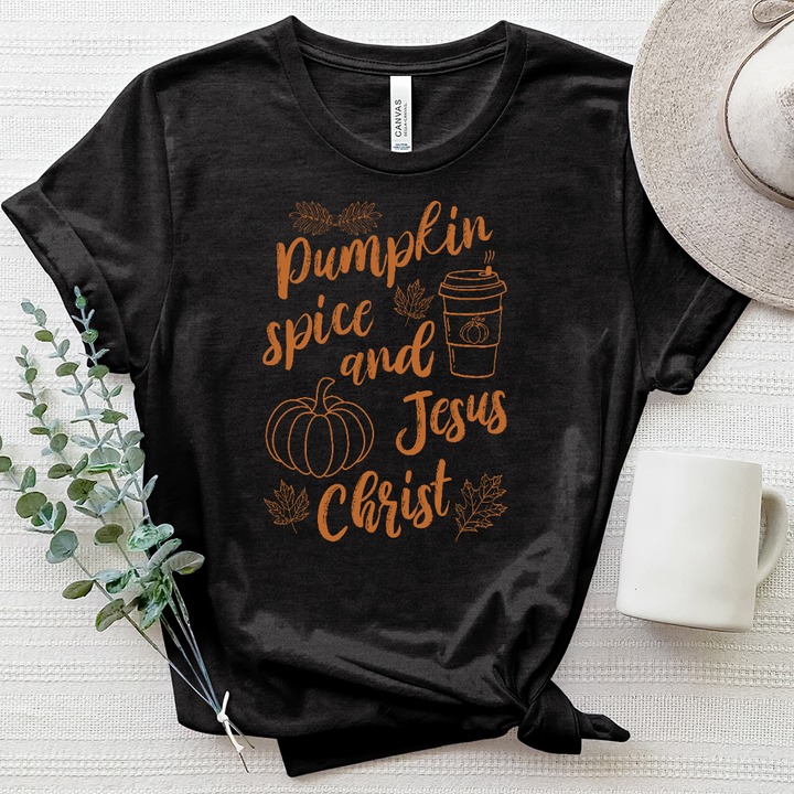 Pumpkin Spice and Jesus Christ Heathered Tee