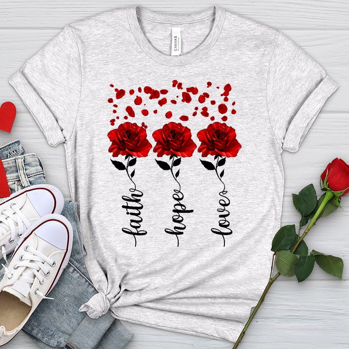 Faith Hope Love Roses Heathered Tee