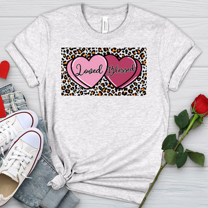 Loved Blessed Pink Hearts Heathered Tee